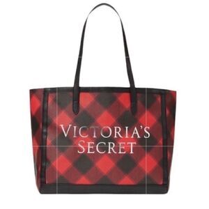Victoria's Secret Plaid Black and Red Tote